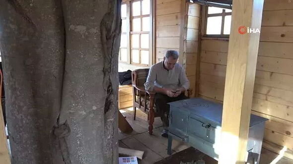 Təqaüdçü ağacın gövdəsində tikdiyi ikimərtəbəli evlə mühəndisləri heyrətə gətirdi - FOTO/VİDEO