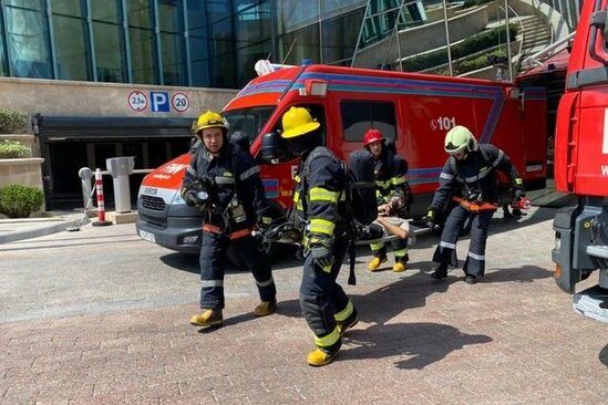 FHN-in Dövlət Yanğından Mühafizə Xidməti Sumqayıtda yanğın-taktiki təlim keçirib - VİDEO