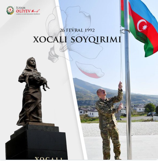 Prezident İlham Əliyev Xocalı soyqırımının ildönümü ilə bağlı paylaşım edib - FOTO