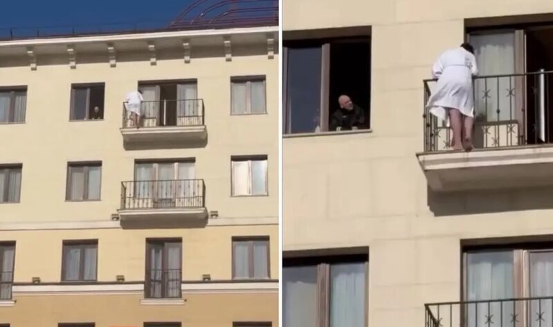 Otel balkonunda polisi hərəkətə gətirən hadisə - VİDEO