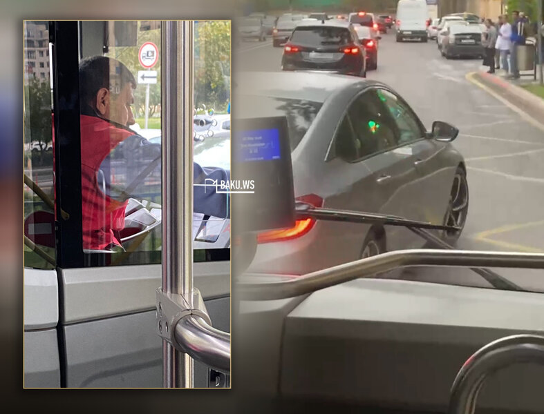 Paytaxtda "BakuBus"ın sürücüsünün iştirakı ilə insident - VİDEO