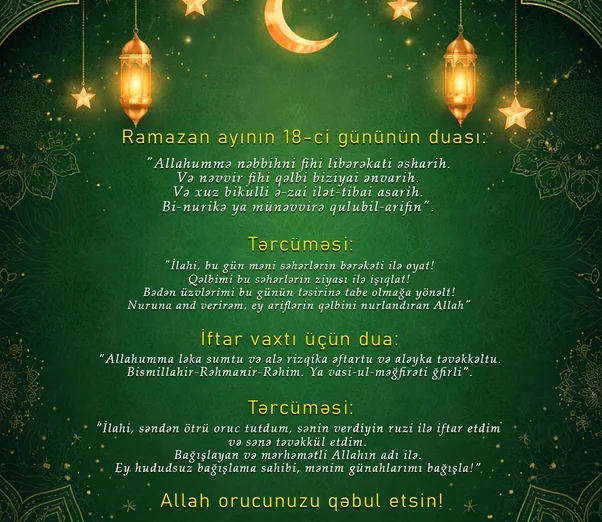 Ramazan ayının on səkkizinci gününün iftar vaxtı