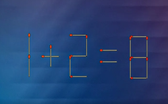 1+2=8 tənliyinin həlli üçün bir kibriti sürüşdürmək lazımdır: sadə TEST