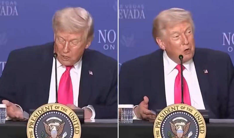 Tramp çıxış zamanı çaşdı: "Bunu kim yazıb?" - VİDEO