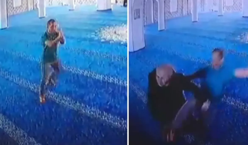 Məsciddə yumruq-təpik davası: "Telefonu söndür" dedi, döyüldü - VİDEO