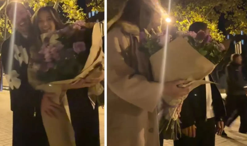 Romantik video çəkirdilər, arxadan Messi keçdi - VİDEO