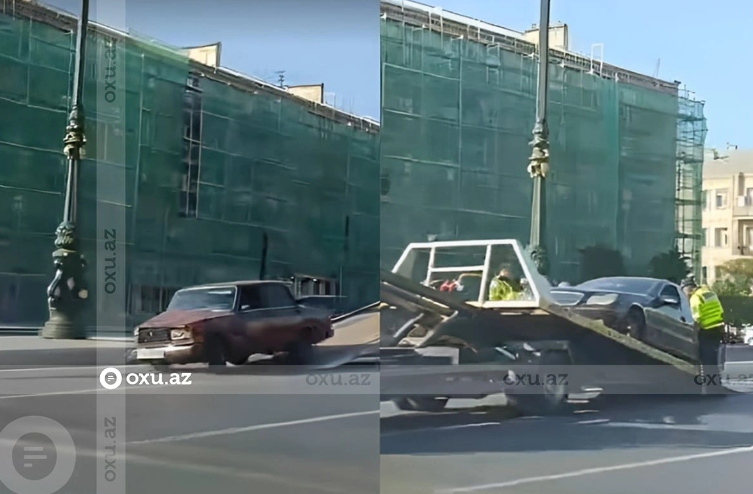 Bakıda qəza: VAZ "Mercedes"lə toqquşdu