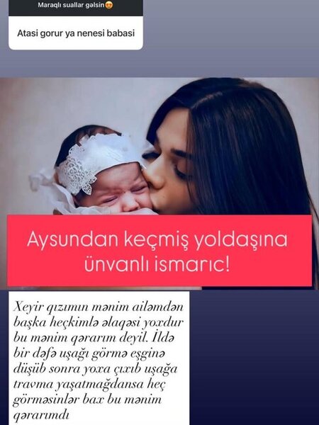 Aysundan keçmiş ərinə ATMACA: " İldə 1 dəfə uşağı görmə eşqinə düşüb..." - FOTO