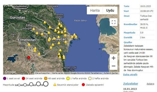 Naxçıvanda zəlzələ olub