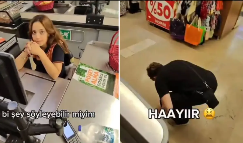 Marketdəki kassirə eşq elan edən gəncin aldığı cavab günlərdir müzakirə edilir - VİDEO