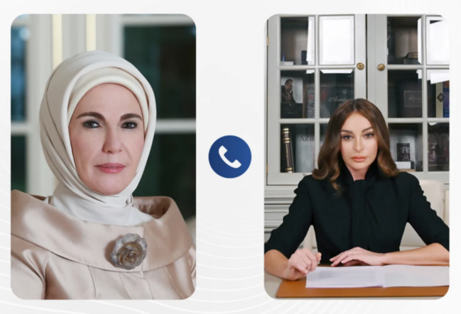 Əminə Ərdoğan Mehriban Əliyevaya zəng edib