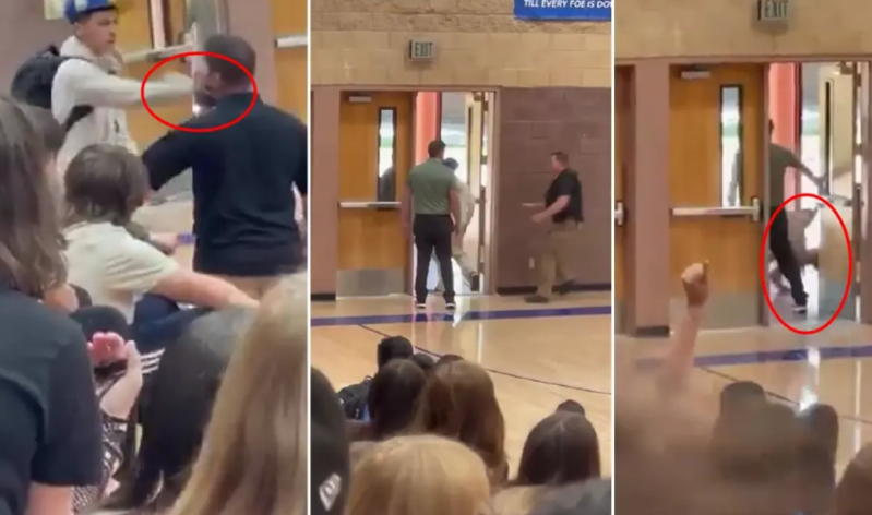 Məktəbdə şok hadisə: Müəllimini döyən şagirdi mühafizəçi görün nə hala saldı - VİDEO