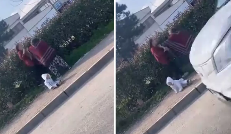 Dilənçi qadınlar yer üstündə saç-başa dava edib - VİDEO