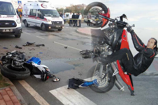 Motosikletlə tək təkər qaldırdı - Təhlükəli anlar VİDEOda