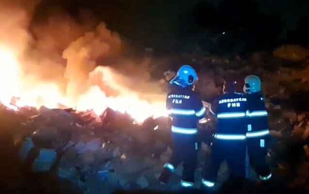 Yanğın belə söndürülüb - Video