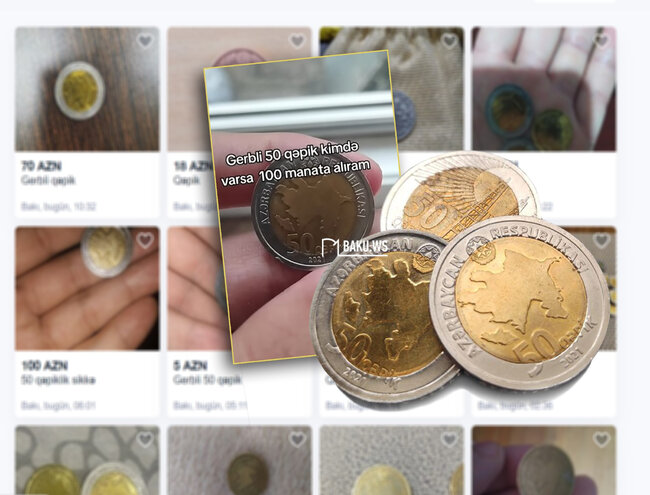 Bakıda gerbli qəpikləri 50 və 100 manata satırlar - VİDEO