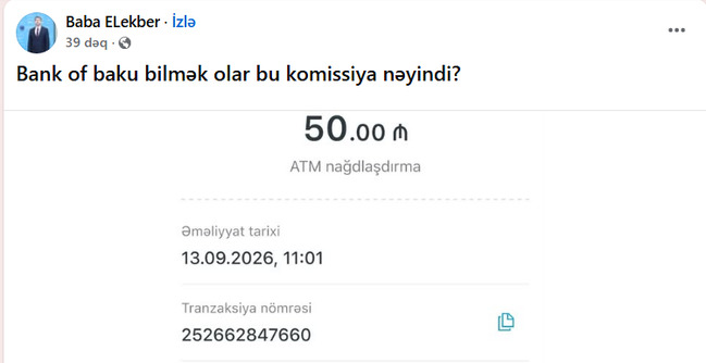 "Bank of Baku"dan ŞİKAYƏT VAR