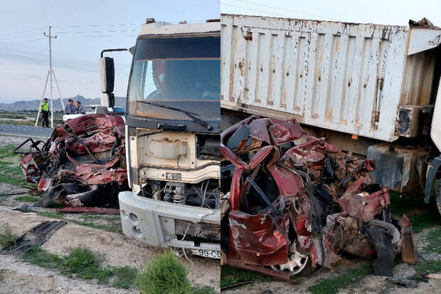 Hacıqabulda minik avtomobili yük maşını ilə toqquşdu: Ölənlər var - YENİLƏNİB + FOTO