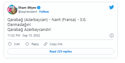 İlham Əliyev "Qarabağ"ın qələbəsi ilə bağlı paylaşım etdi - FOTO