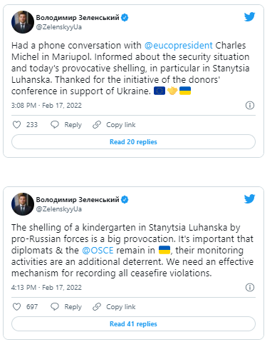 Zelenski Luqanskda uşaq bağçasının atəşə tutulması barədə Aİ-yə şikayət etdi