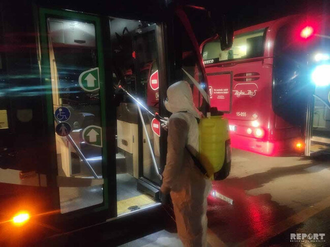 Bakıda "Bakubus" avtobusları dezinfeksiya edilir - FOTO - VİDEO - YENİLƏNİB