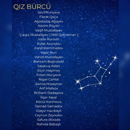 Azərbaycanlı məşhurlar və BÜRCLƏRİ - SİYAHI