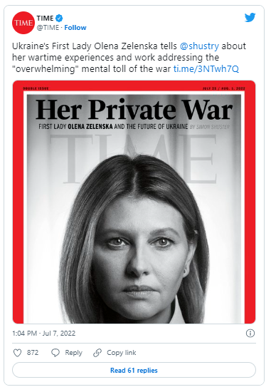 ABŞ-ın "Time" jurnalı üz qabığını Ukraynanın birinci xanımına həsr edib - FOTO