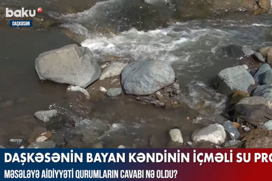 Bayan kəndinin sakinləri çirkli çaydan su içməyə məcburdular - VİDEO