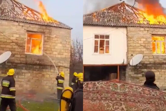 Göyçaydakı dəhşətli yanğının görüntüləri yayıldı - VİDEO