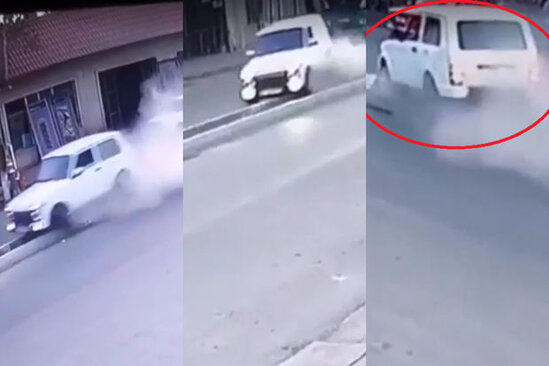Azərbaycanda idarəetməni itirən sürücü "Niva" ilə qəza törətdi - ANBAAN VİDEO