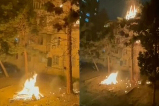 Bakıda çərşənbə tonqalı yanğına səbəb oldu - VİDEO