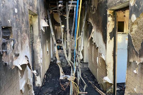 Bərdədə şəhid ailəsinin evi yandı - FOTO