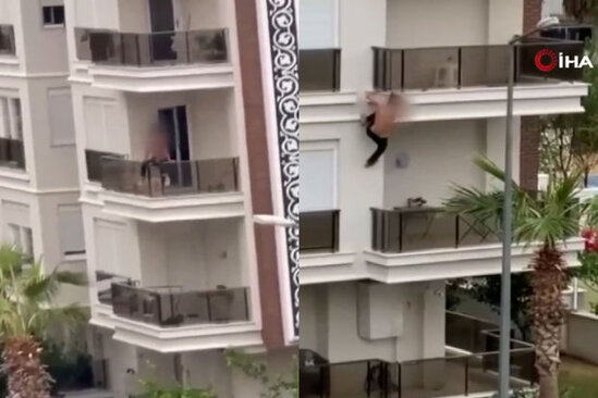 Antalyada lüks hoteldə qalan kişi həyatı ilə risk etdi – VİDEO