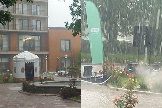 Şuşaya leysan və dolu yağdı - VİDEO