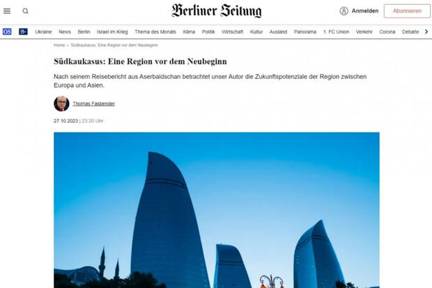 "Berliner Zeitung" nəşrində Cənubi Qafqaz regionundakı son hadisələrdən bəhs edən məqalə yayımlanıb