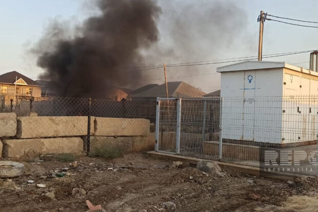 Sumqayıtda "Azərişıq" ASC-nin yarımstansiyasının yaxınlığında yanğın olub - FOTO