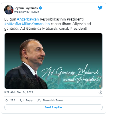 Ceyhun Bayramov İlham Əliyevi yubileyi münasibətilə təbrik etdi - FOTO