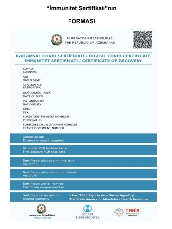 COVID-19-la bağlı sertifikatlar təsdiqləndi