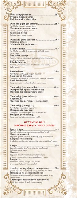 Bakının "ƏN BAHALI" restoranı Teleqüllədə - MENYU VƏ ŞOK QİYMƏTLƏR