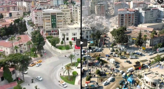 Hatay şəhəri zəlzələdən əvvəl və sonra görüntüləndi-VİDEO