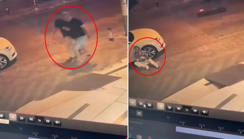 Naməlum şəxs yoldan keçənə yumruq atdı – həmin anlar kameralara düşdü - VİDEO