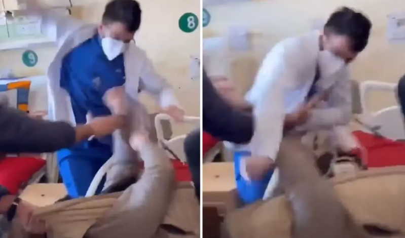 Həkim xəstəni döydü: anbaan kameraya düşən hadisə ölkədə qalmaqal yaratdı - VİDEO