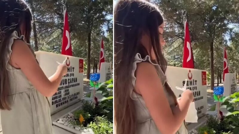 Şəhid qızının məzarlıqda atasına ünvanladığı sözlər ürəkləri dağladı - VİDEO