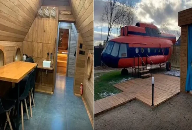 Helikopterin gövdəsindən sauna yaratdı