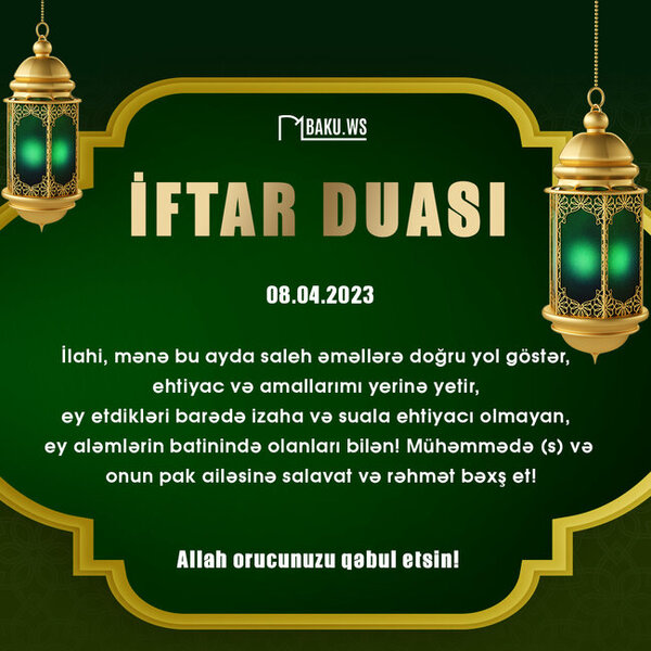 Ramazan ayının 17-ci gününün imsak, iftar və namaz vaxtları - FOTO