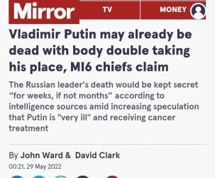 "Putin ölüb" - Britaniya mediası