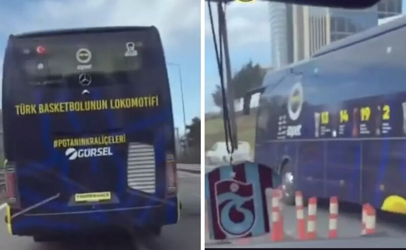 Fenerbahçe avtobusu qarşısında Trabzonspor azarkeşinin reaksiyası: "Görüşəcəyik!" - VİDEO