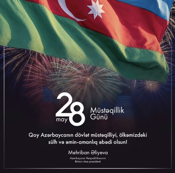 Mehriban Əliyeva Müstəqillik Günü münasibətilə paylaşım edib