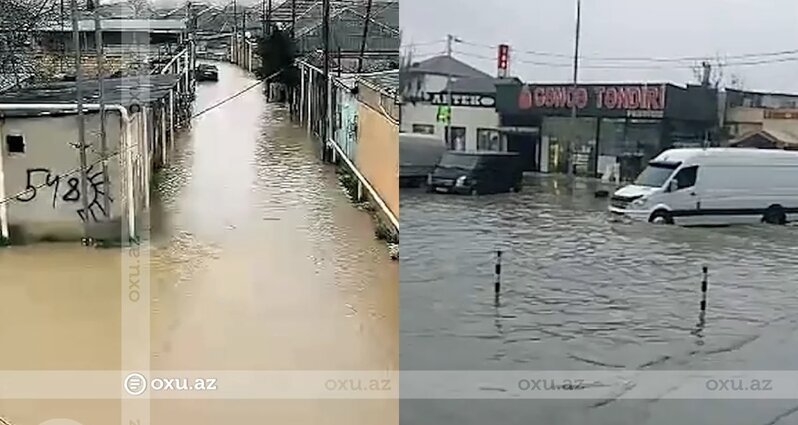 Bakıda güclü yağış fəsadlar törətdi: Bəzi əraziləri su basdı