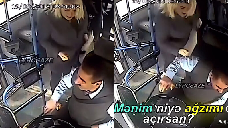 Azərbaycanda qadın sərnişin avtobus sürücüsünü DÖYDÜ - VİDEO